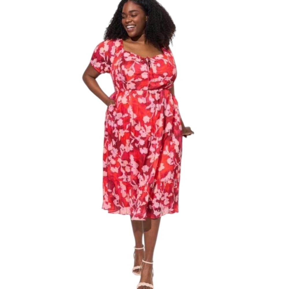 Torrid Red Floral Midi Dress